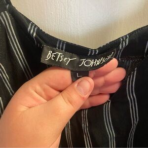 Vintage Betsey Johnson Black and Blue Gray Striped Dress